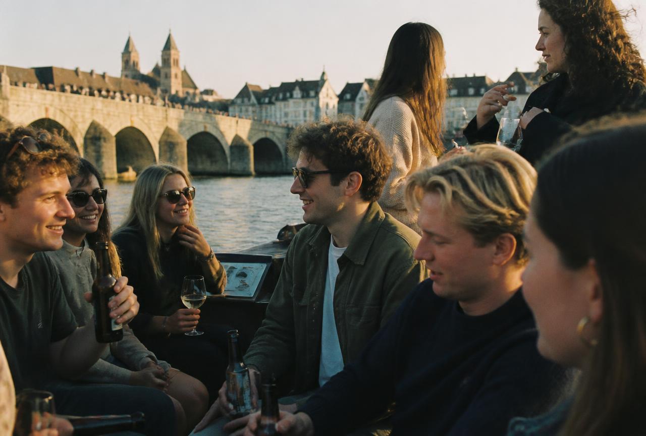 Studenten feesten op een boot in Maastricht